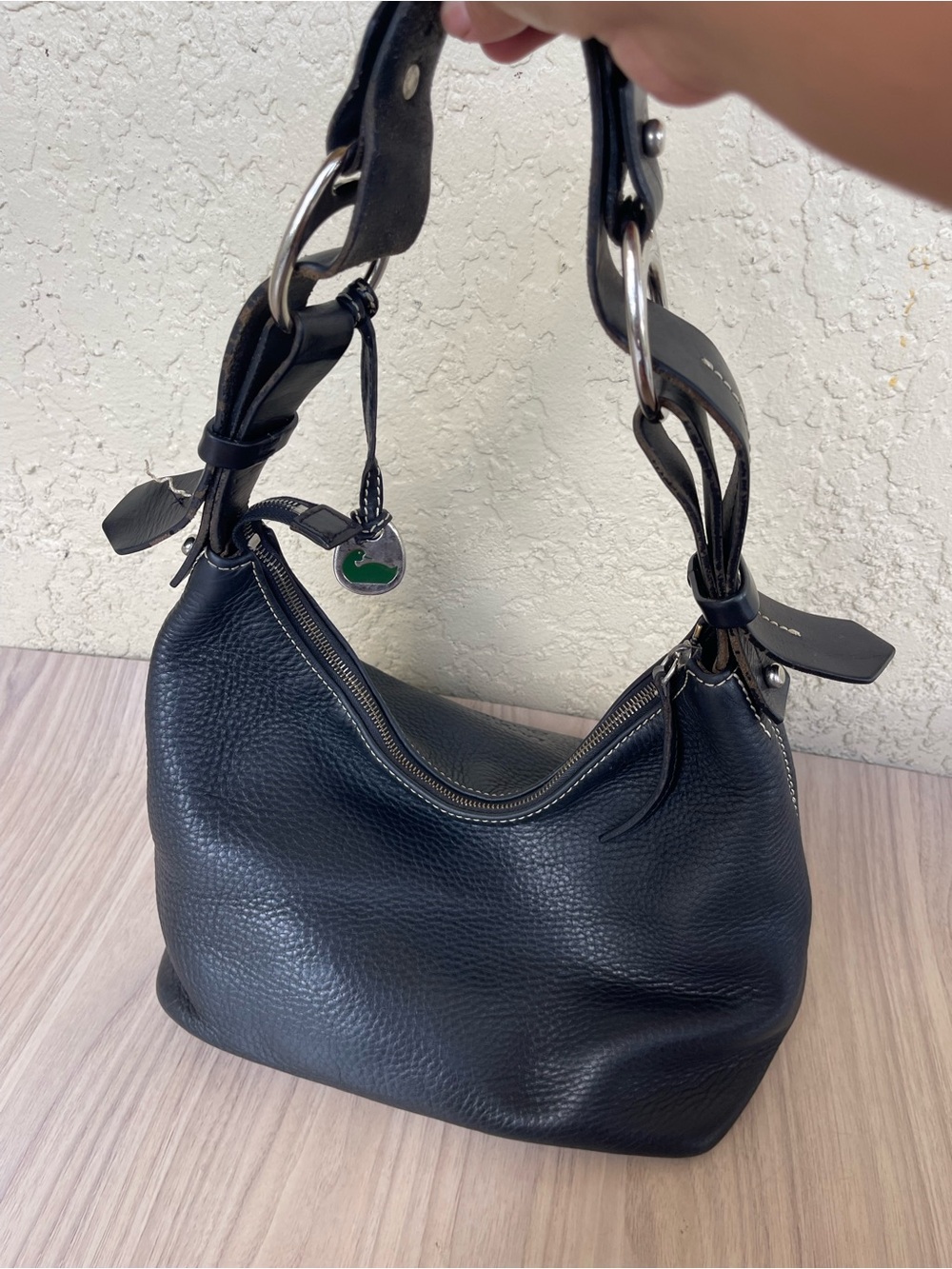 Dooney & Bourke Black Pebbled Leather Hobo Shoulder Bag - Picture 2 of 16